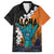 Hawaiian Halloween Family Matching Summer Maxi Dress and Hawaiian Shirt Horror Shaka Hand with Plumeria and Polynesian Tattoo Autumn Color