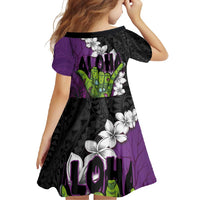 Hawaiian Halloween Family Matching Long Sleeve Bodycon Dress and Hawaiian Shirt Horror Shaka Hand with Plumeria and Polynesian Tattoo Midnight Color LT03 - Polynesian Pride
