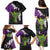 Hawaiian Halloween Family Matching Puletasi and Hawaiian Shirt Horror Shaka Hand with Plumeria and Polynesian Tattoo Midnight Color