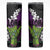 Hawaiian Halloween Skinny Tumbler Horror Shaka Hand with Plumeria and Polynesian Tattoo Midnight Color