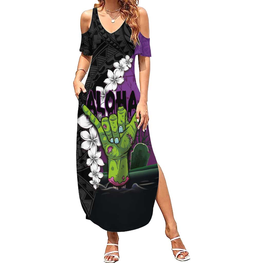 halloween maxi dress Hawaiian Summer Horror Shaka Hand with Plumeria and Polynesian Tattoo Midnight Color modèles de robe de mariée vintage Wedding Guest Dress, Black It combines elegance with Color:Unicorn Purple