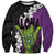 Hawaiian Halloween Sweatshirt Horror Shaka Hand with Plumeria and Polynesian Tattoo Midnight Color