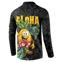 Hawaiian Halloween Button Sweatshirt Aloha Pinapple with Mysterious Hands and Polynesian Tribal Tattoo LT03 - Polynesian Pride