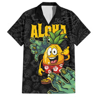 Hawaiian Halloween Family Matching Long Sleeve Bodycon Dress and Hawaiian Shirt Aloha Pinapple with Mysterious Hands and Polynesian Tribal Tattoo LT03 Dad's Shirt - Short Sleeve Black - Polynesian Pride