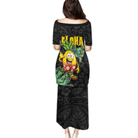 Hawaiian Halloween Puletasi Aloha Pinapple with Mysterious Hands and Polynesian Tribal Tattoo