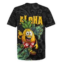 Hawaiian Halloween Rugby Jersey Aloha Pinapple with Mysterious Hands and Polynesian Tribal Tattoo