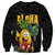 Hawaiian Halloween Sweatshirt Aloha Pinapple with Mysterious Hands and Polynesian Tribal Tattoo
