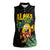 Hawaiian Halloween Women Sleeveless Polo Shirt Aloha Pinapple with Mysterious Hands and Polynesian Tribal Tattoo