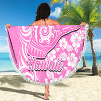 Hawaii Kauai Island Beach Blanket Hibiscus Pattern Seamless Tribal Simple Pink LT03 - Wonder Print Shop