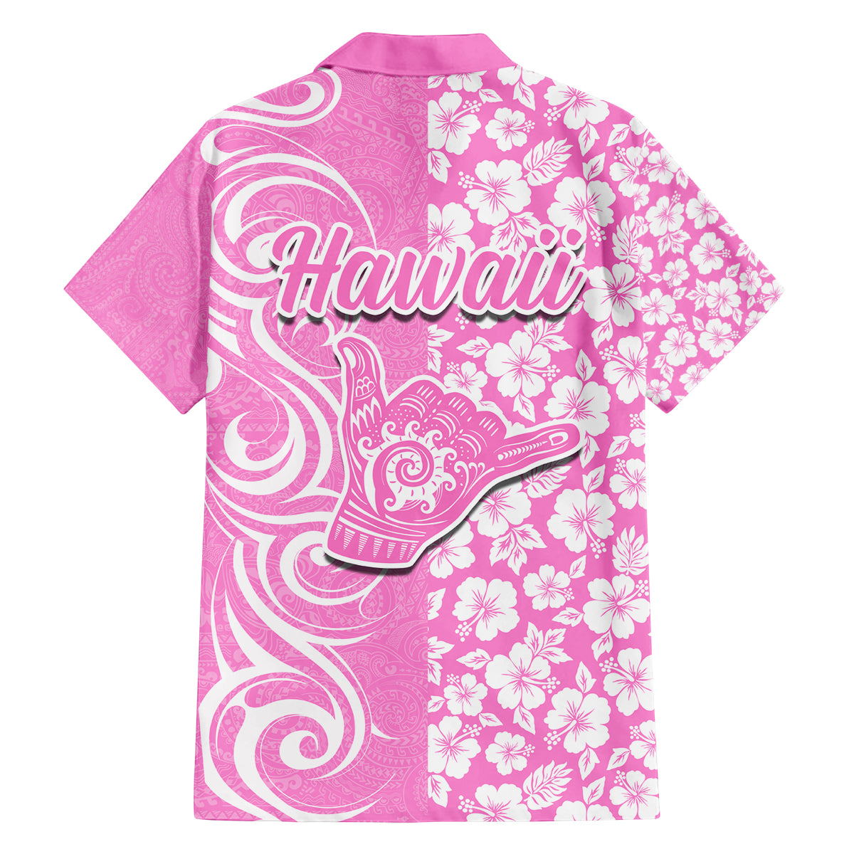 Hawaii Kauai Island Family Matching Summer Maxi Dress and Hawaiian Shirt Hibiscus Pattern Seamless Tribal Simple Pink LT03 - Polynesian Pride