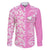 Hawaii Kauai Island Family Matching Summer Maxi Dress and Hawaiian Shirt Hibiscus Pattern Seamless Tribal Simple Pink LT03 Dad's Shirt - Long Sleeve Pink - Polynesian Pride