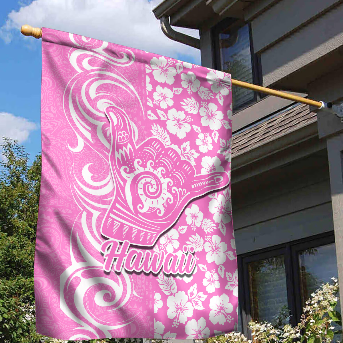Hawaii Kauai Island Garden Flag Hibiscus Pattern Seamless Tribal Simple Pink LT03 - Polynesian Pride
