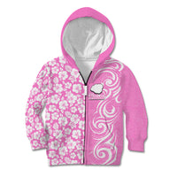 Hawaii Kauai Island Kid Hoodie Hibiscus Pattern Seamless Tribal Simple Pink LT03 - Polynesian Pride