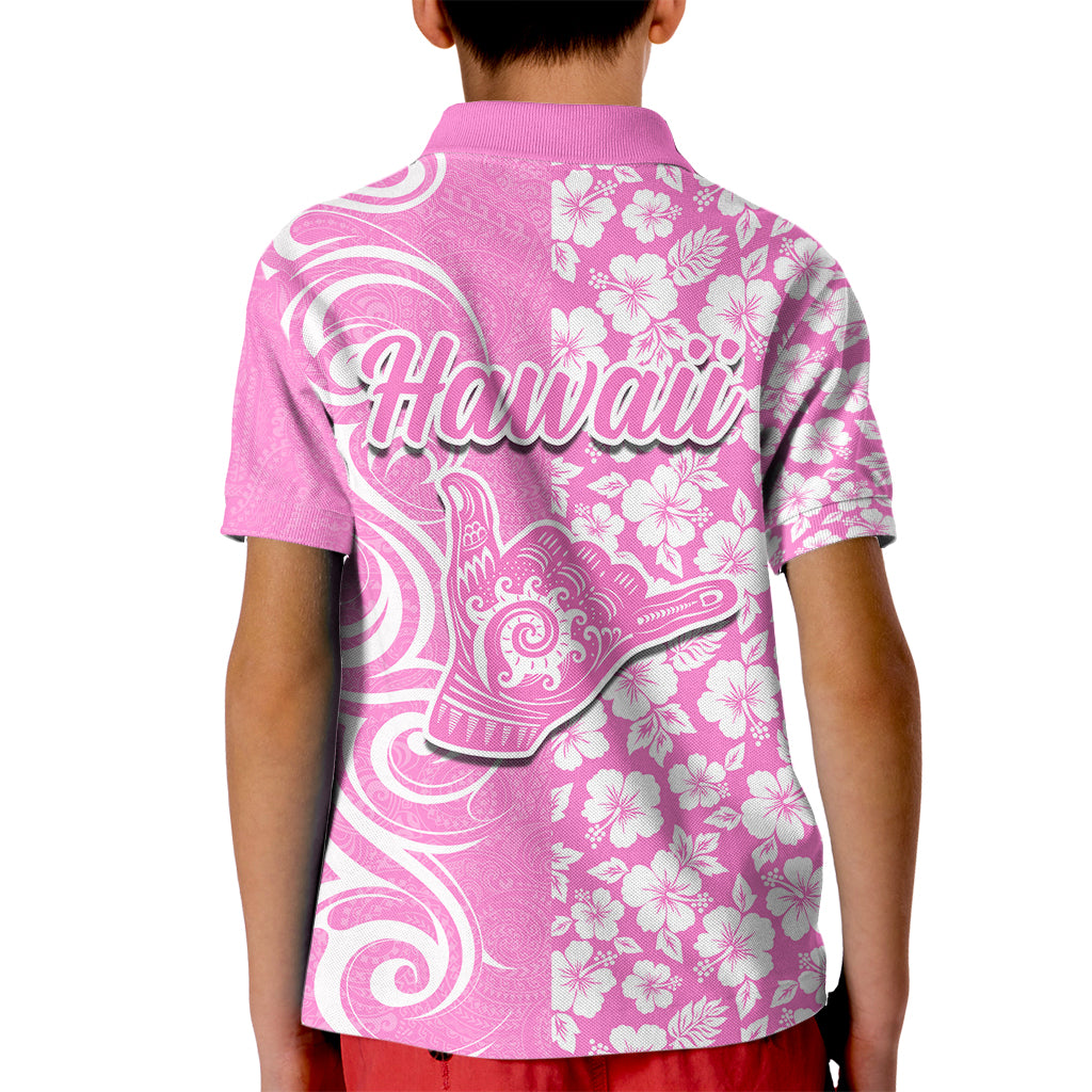 Hawaii Kauai Island Kid Polo Shirt Hibiscus Pattern Seamless Tribal Simple Pink LT03 - Polynesian Pride