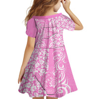 Hawaii Kauai Island Kid Short Sleeve Dress Hibiscus Pattern Seamless Tribal Simple Pink LT03 - Polynesian Pride