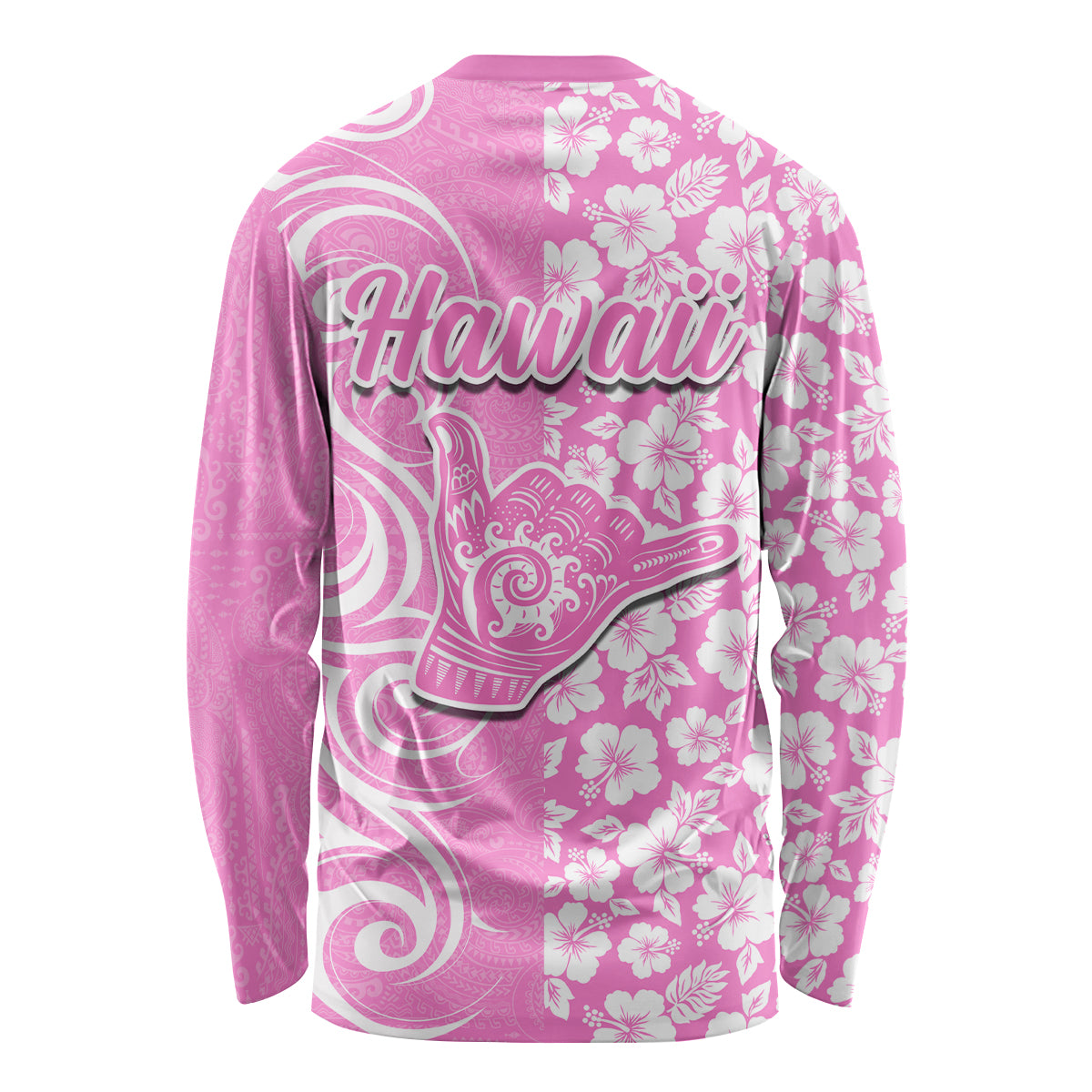 Hawaii Kauai Island Long Sleeve Shirt Hibiscus Pattern Seamless Tribal Simple Pink LT03 - Polynesian Pride