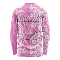 Hawaii Kauai Island Long Sleeve Shirt Hibiscus Pattern Seamless Tribal Simple Pink LT03 - Polynesian Pride
