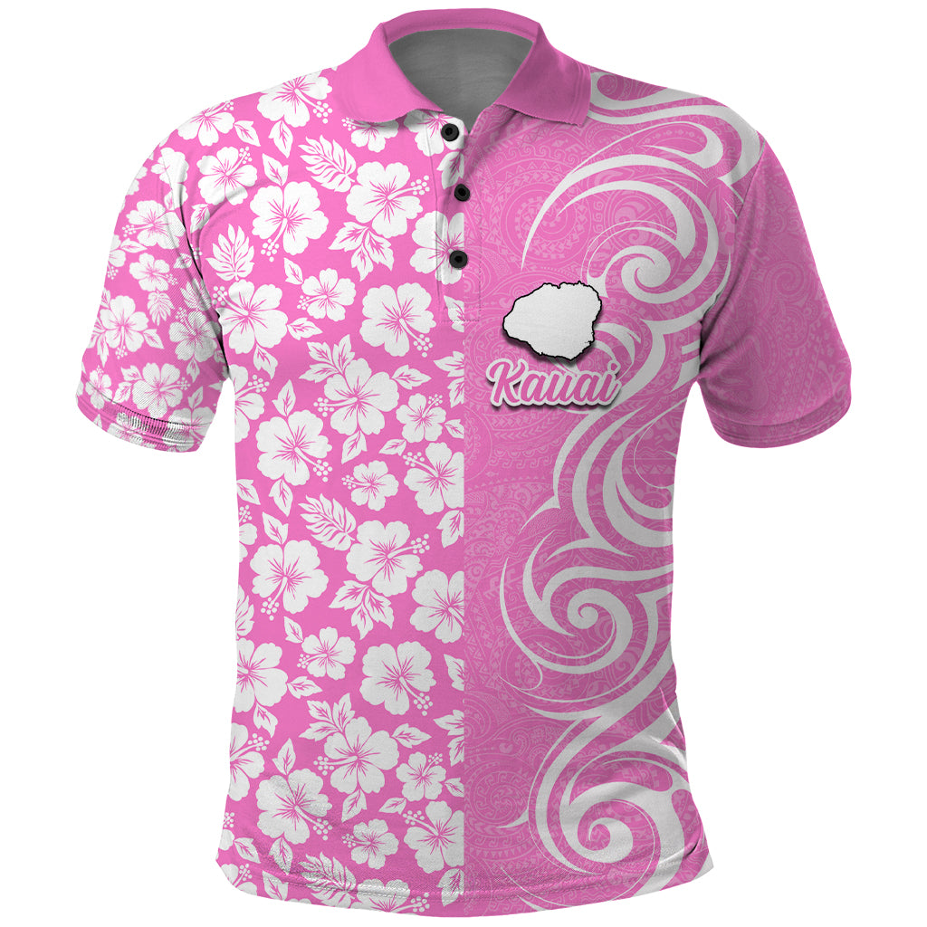 Hawaii Kauai Island Polo Shirt Hibiscus Pattern Seamless Tribal Simple Pink LT03 Pink - Polynesian Pride