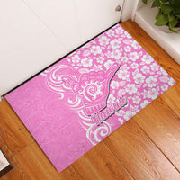 Hawaii Kauai Island Rubber Doormat Hibiscus Pattern Seamless Tribal Simple Pink LT03 Pink - Polynesian Pride