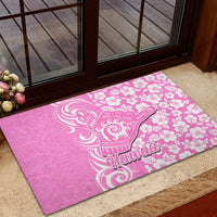 Hawaii Kauai Island Rubber Doormat Hibiscus Pattern Seamless Tribal Simple Pink LT03 - Polynesian Pride
