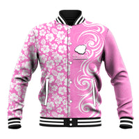 Custom Hawaii Kauai Island Baseball Jacket Hibiscus Pattern Seamless Tribal Simple Pink LT03 Unisex Pink - Polynesian Pride
