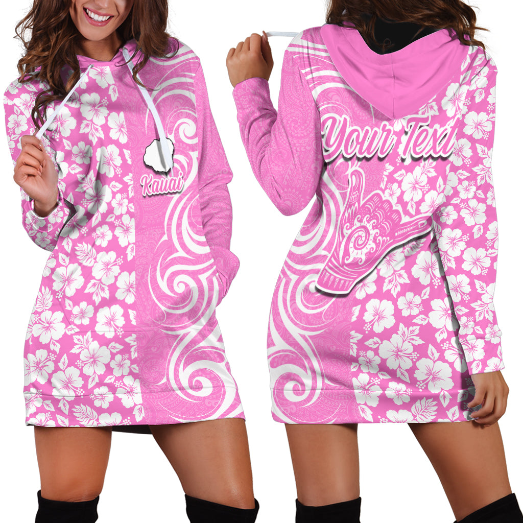 Custom Hawaii Kauai Island Hoodie Dress Hibiscus Pattern Seamless Tribal Simple Pink LT03 - Polynesian Pride