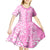 Custom Hawaii Kauai Island Kid Short Sleeve Dress Hibiscus Pattern Seamless Tribal Simple Pink LT03 - Polynesian Pride