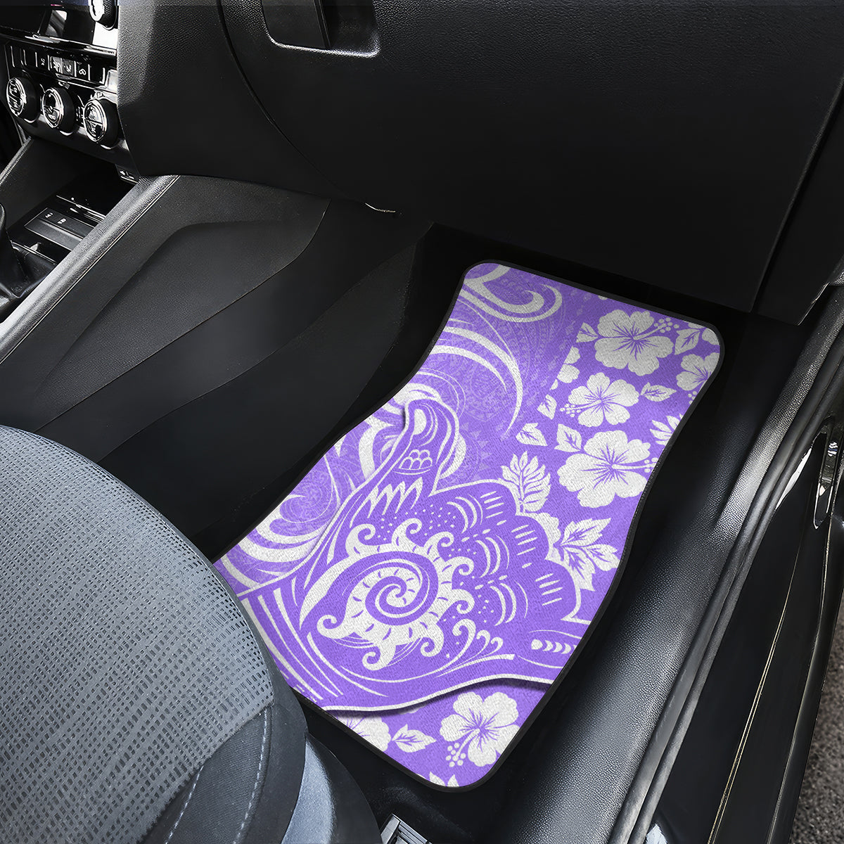 Hawaii Kauai Island Car Mats Hibiscus Pattern Seamless Tribal Simple Purple LT03 - Polynesian Pride