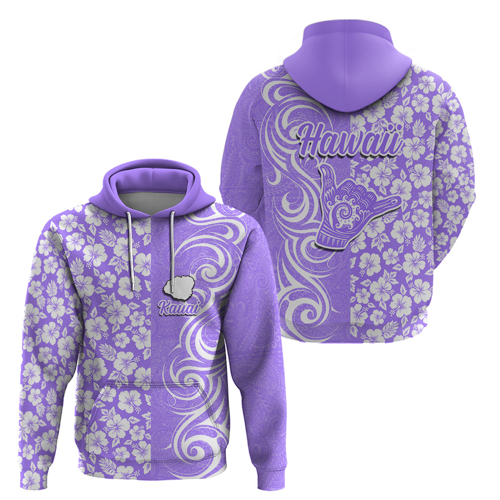 Hawaii Kauai Island Hoodie Hibiscus Pattern Seamless Tribal Simple Purple LT03 - Polynesian Pride