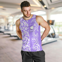 Hawaii Kauai Island Men Tank Top Hibiscus Pattern Seamless Tribal Simple Purple LT03 - Polynesian Pride