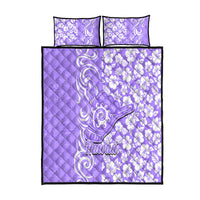 Hawaii Kauai Island Quilt Bed Set Hibiscus Pattern Seamless Tribal Simple Purple LT03 Purple - Polynesian Pride