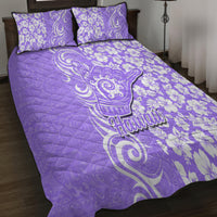 Hawaii Kauai Island Quilt Bed Set Hibiscus Pattern Seamless Tribal Simple Purple LT03 - Polynesian Pride