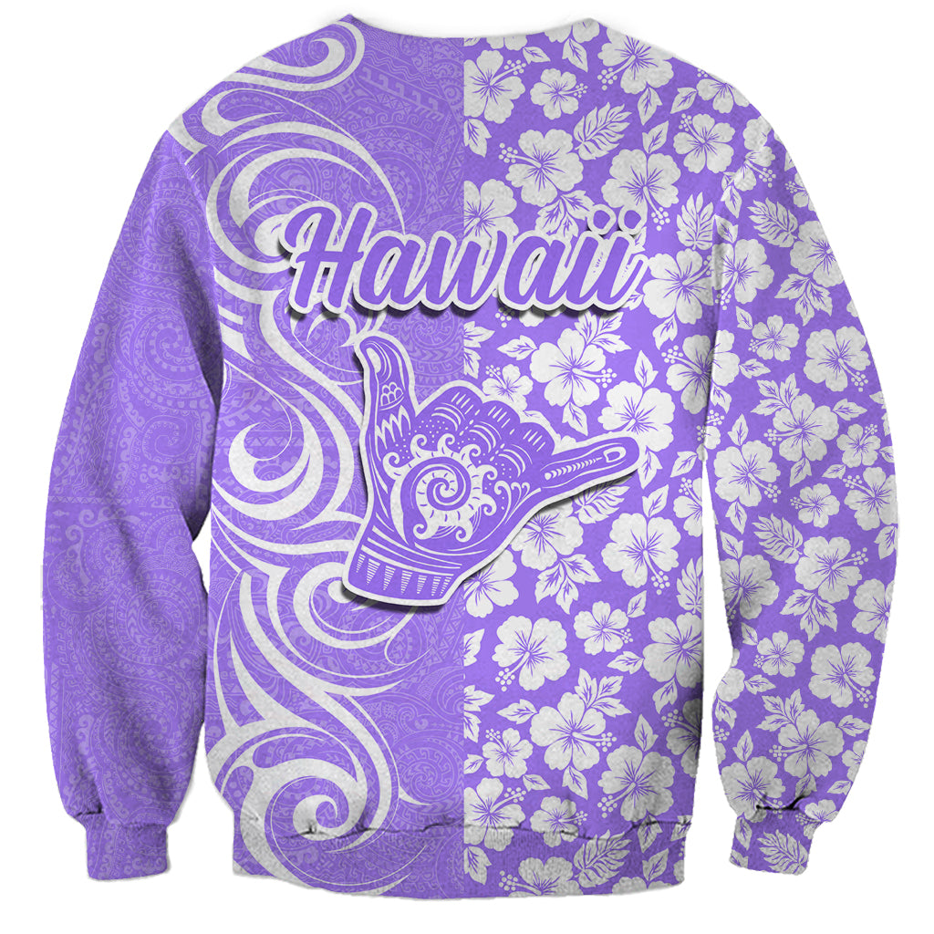 Hawaii Kauai Island Sweatshirt Hibiscus Pattern Seamless Tribal Simple Purple LT03 - Polynesian Pride
