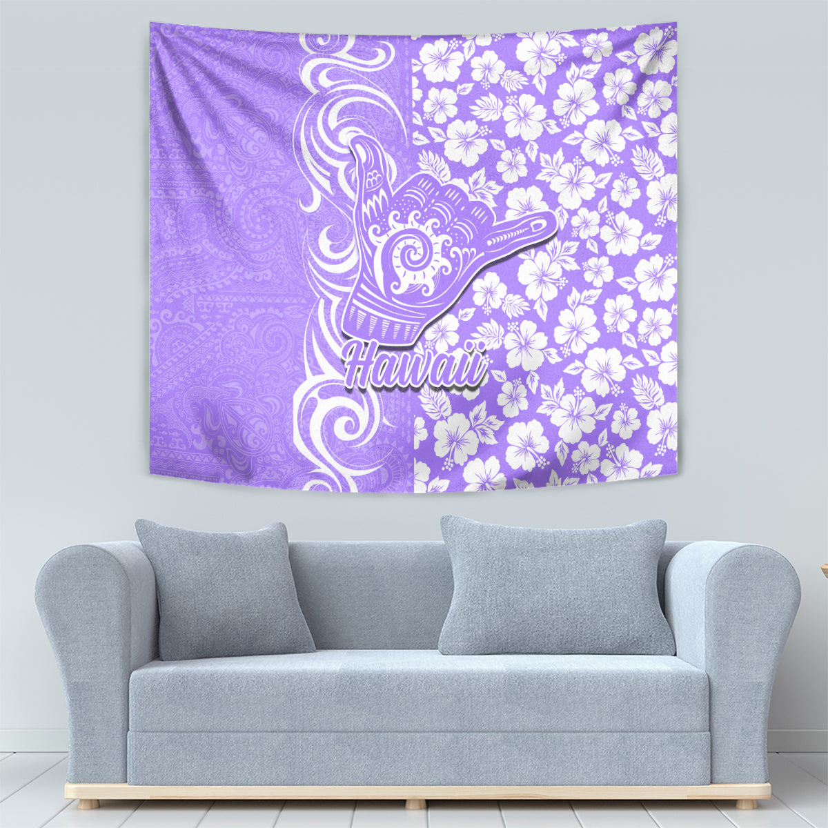 Hawaii Kauai Island Tapestry Hibiscus Pattern Seamless Tribal Simple Purple LT03 - Polynesian Pride