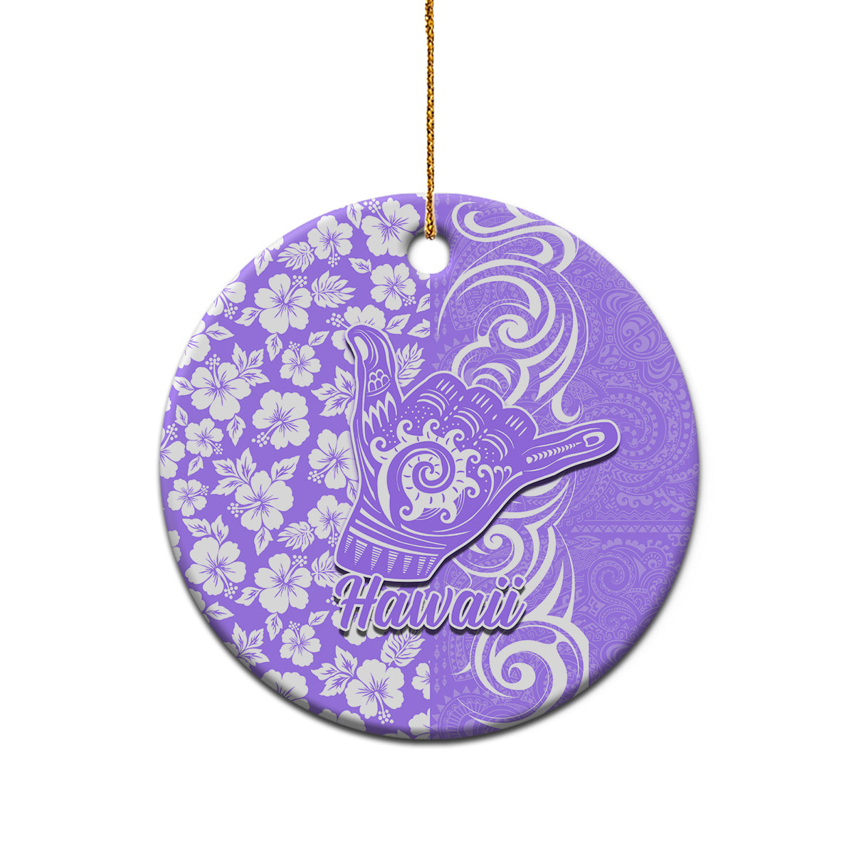 Custom Hawaii Kauai Island Ceramic Ornament Hibiscus Pattern Seamless Tribal Simple Purple LT03 - Polynesian Pride