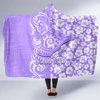 Custom Hawaii Kauai Island Hooded Blanket Hibiscus Pattern Seamless Tribal Simple Purple LT03 - Polynesian Pride