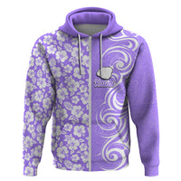 Custom Hawaii Kauai Island Hoodie Hibiscus Pattern Seamless Tribal Simple Purple LT03 Zip Hoodie Purple - Polynesian Pride