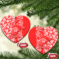 Hawaii Kauai Island Ceramic Ornament Hibiscus Pattern Seamless Tribal Simple Red LT03 - Polynesian Pride