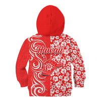 Hawaii Kauai Island Kid Hoodie Hibiscus Pattern Seamless Tribal Simple Red LT03 - Polynesian Pride