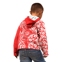 Hawaii Kauai Island Kid Hoodie Hibiscus Pattern Seamless Tribal Simple Red LT03 - Polynesian Pride