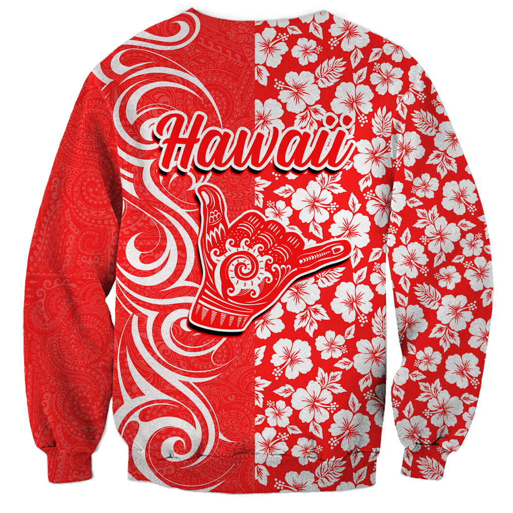 Hawaii Kauai Island Sweatshirt Hibiscus Pattern Seamless Tribal Simple Red LT03 - Polynesian Pride