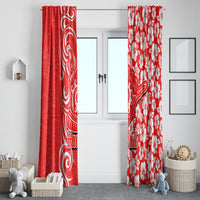 Hawaii Kauai Island Window Curtain Hibiscus Pattern Seamless Tribal Simple Red LT03 - Polynesian Pride