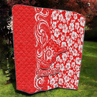 Custom Hawaii Kauai Island Quilt Hibiscus Pattern Seamless Tribal Simple Red LT03 - Polynesian Pride