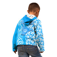 Hawaii Kauai Island Kid Hoodie Hibiscus Pattern Seamless Tribal Simple Blue LT03 - Polynesian Pride