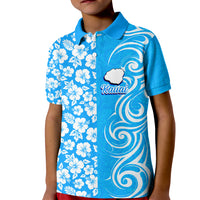 Hawaii Kauai Island Kid Polo Shirt Hibiscus Pattern Seamless Tribal Simple Blue LT03 Kid Blue - Polynesian Pride