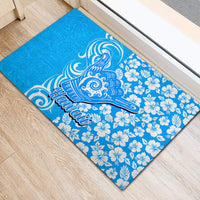 Hawaii Kauai Island Rubber Doormat Hibiscus Pattern Seamless Tribal Simple Blue LT03 - Polynesian Pride