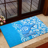Hawaii Kauai Island Rubber Doormat Hibiscus Pattern Seamless Tribal Simple Blue LT03 - Polynesian Pride