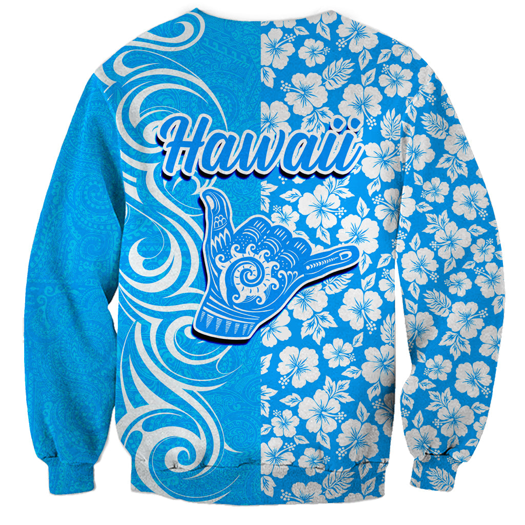 Hawaii Kauai Island Sweatshirt Hibiscus Pattern Seamless Tribal Simple Blue LT03 - Polynesian Pride
