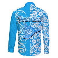 Custom Hawaii Kauai Island Family Matching Off Shoulder Maxi Dress and Hawaiian Shirt Hibiscus Pattern Seamless Tribal Simple Blue LT03 - Polynesian Pride