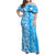 Custom Hawaii Kauai Island Family Matching Off Shoulder Maxi Dress and Hawaiian Shirt Hibiscus Pattern Seamless Tribal Simple Blue LT03 Mom's Dress Blue - Polynesian Pride